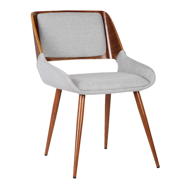 Armen Living Panda Mid-Century Dining Chair Walnut Finish and Gray Fabric LCPNSIWAGRAY - main